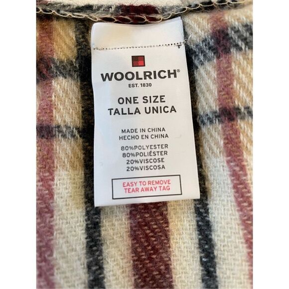 Woolrich Womens Blanket Shawl Wrap Cape Fringe Tartan Sienna Plaid Sz OS - Picture 7 of 8